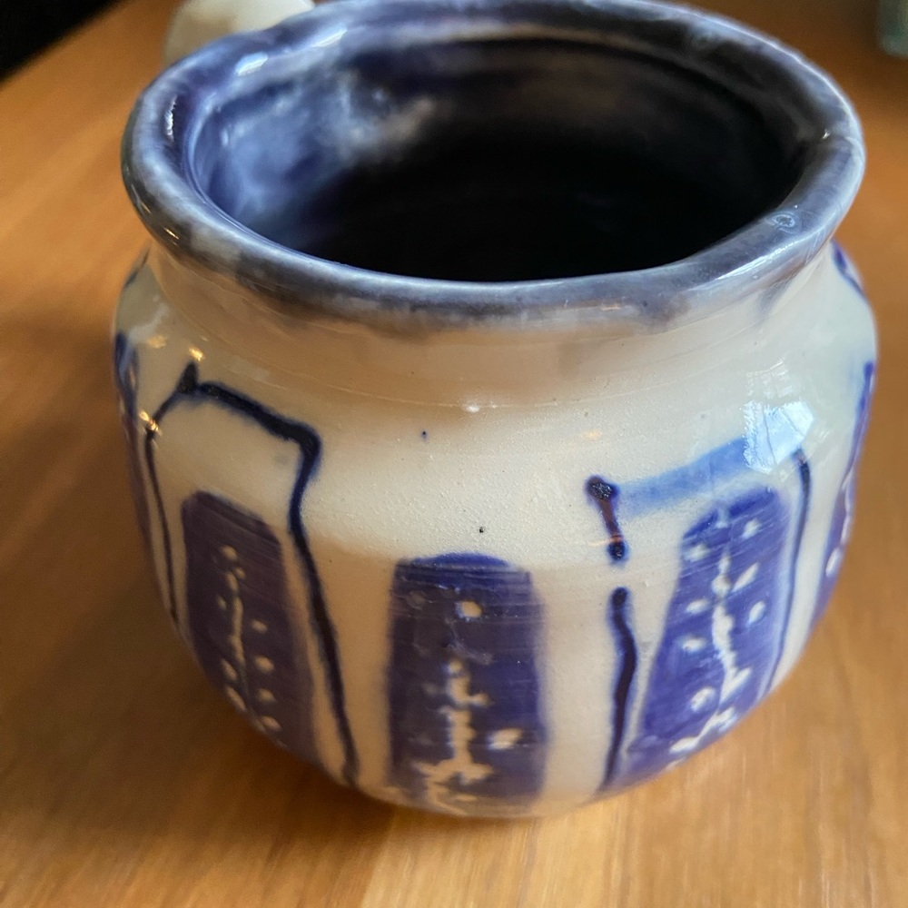 Handcrafted Blue and Cream Ceramic coffee or tea mug
